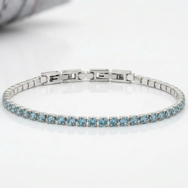 Bracciale Tennis Unisex in Acciaio Inossidabile Zirconi 4mm colore oro giallo e argento