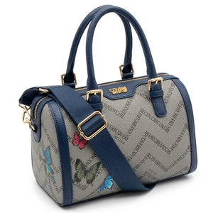 Borsa firmata COVERI ACTIVE zip cerniere logata bauletto donna logo zip tracolla fantasia farfalle