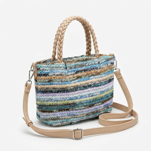 Morrena - Borsa bauletto spalla paglia effetto raffia sintetica intrecciata tracolla