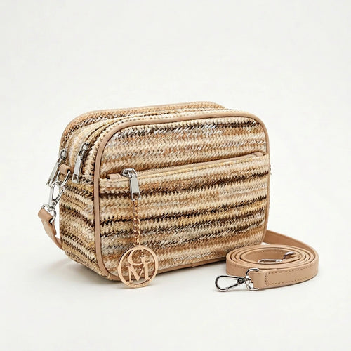 Sahara - Borsa borsetta spalla paglia effetto raffia sintetica intrecciata tracolla