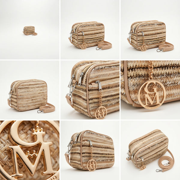 Sahara - Borsa borsetta spalla paglia effetto raffia sintetica intrecciata tracolla