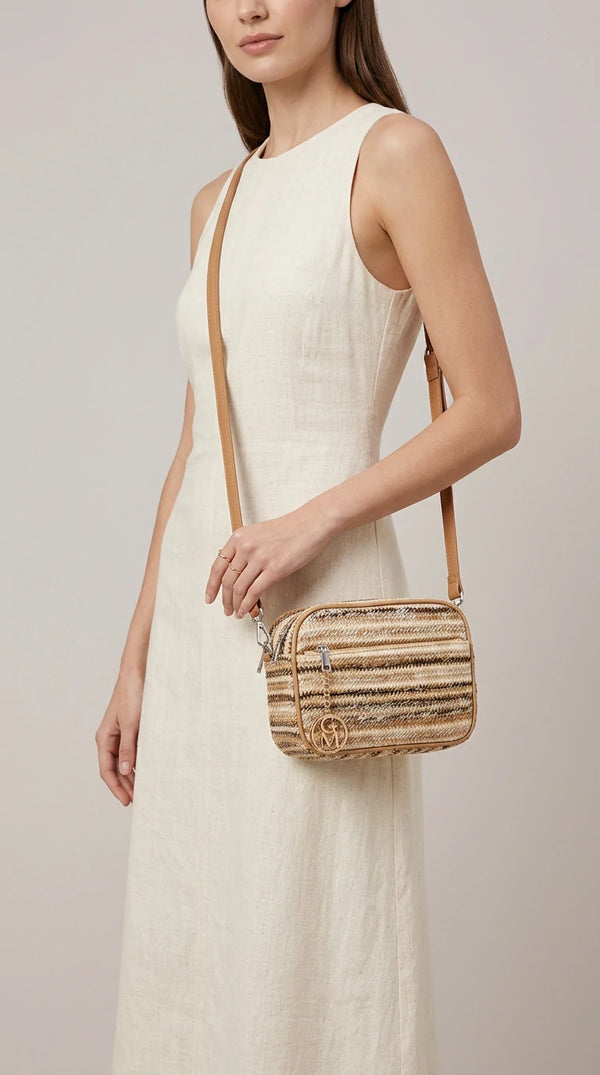 Sahara - Borsa borsetta spalla paglia effetto raffia sintetica intrecciata tracolla