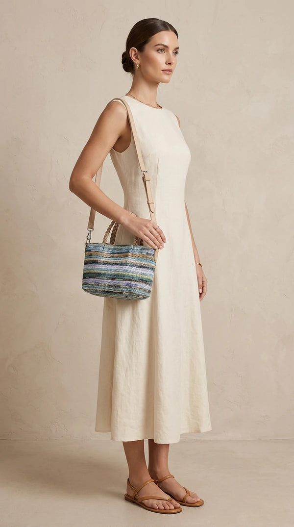 Morrena - Borsa bauletto spalla paglia effetto raffia sintetica intrecciata tracolla