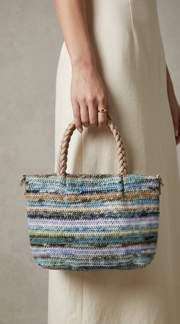 Morrena - Borsa bauletto spalla paglia effetto raffia sintetica intrecciata tracolla