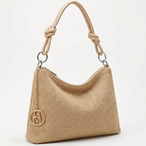Infinity - Borsa sacco multicolore spalla paglia effetto raffia sintetica intrecciata tracolla e spalla