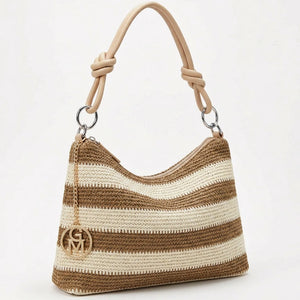 Infinity - Borsa sacco multicolore spalla paglia effetto raffia sintetica intrecciata tracolla e spalla