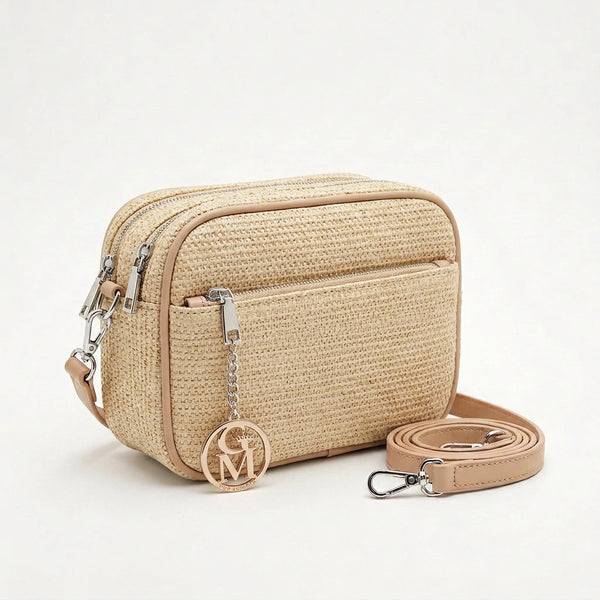 Sahara - Borsa borsetta spalla paglia effetto raffia sintetica intrecciata tracolla