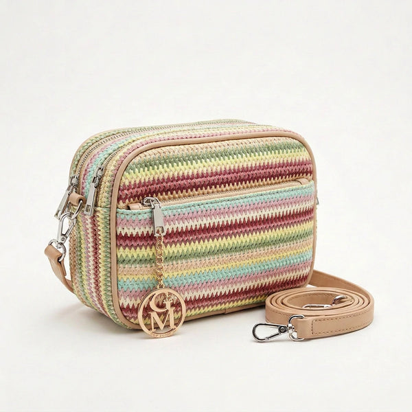Sahara - Borsa borsetta spalla paglia effetto raffia sintetica intrecciata tracolla