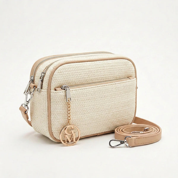 Sahara - Borsa borsetta spalla paglia effetto raffia sintetica intrecciata tracolla