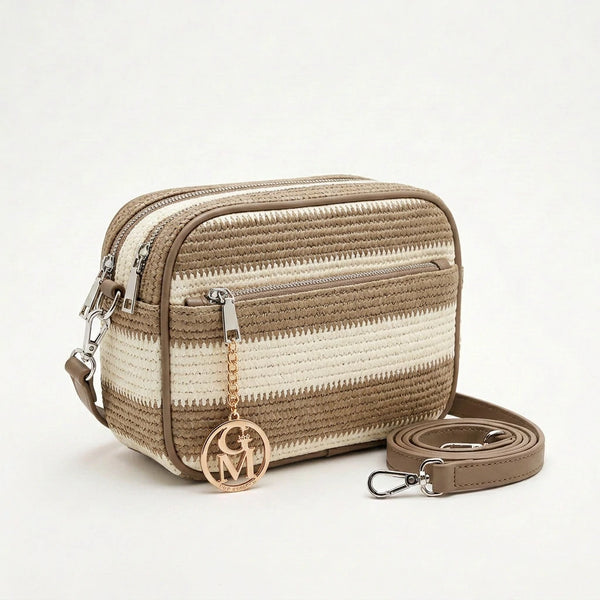 Sahara - Borsa borsetta spalla paglia effetto raffia sintetica intrecciata tracolla