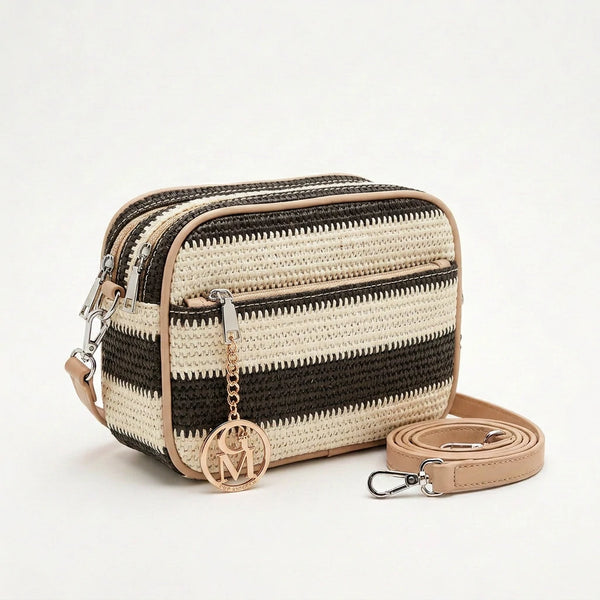 Sahara - Borsa borsetta spalla paglia effetto raffia sintetica intrecciata tracolla