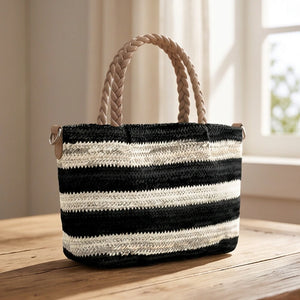 Morrena - Borsa bauletto spalla paglia effetto raffia sintetica intrecciata tracolla
