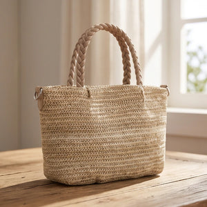 Morrena - Borsa bauletto spalla paglia effetto raffia sintetica intrecciata tracolla