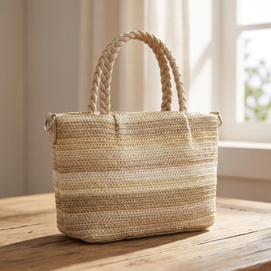 Morrena - Borsa bauletto spalla paglia effetto raffia sintetica intrecciata tracolla