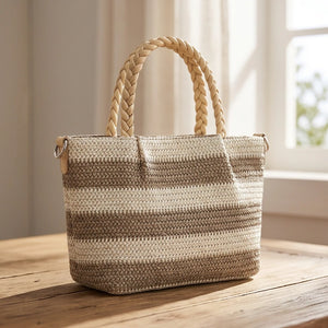 Morrena - Borsa bauletto spalla paglia effetto raffia sintetica intrecciata tracolla