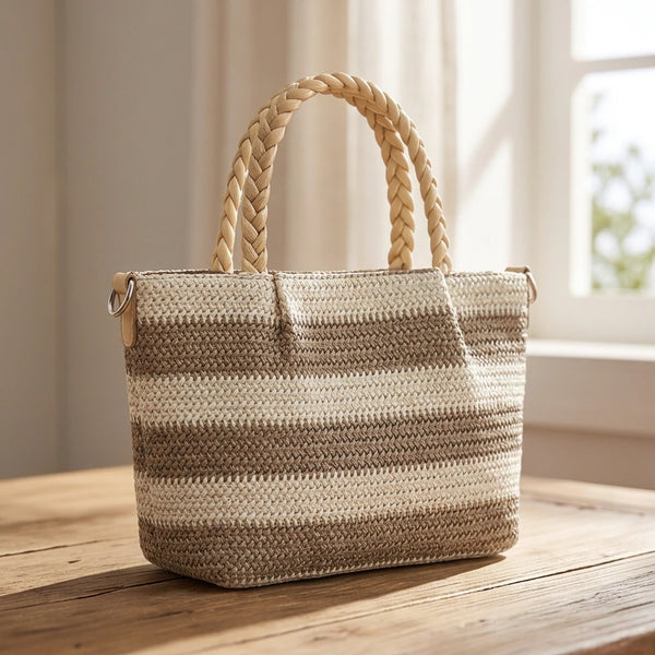 Morrena - Borsa bauletto spalla paglia effetto raffia sintetica intrecciata tracolla