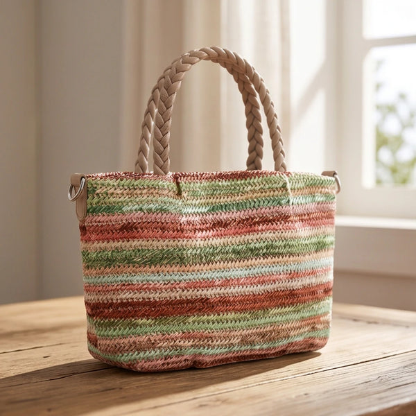 Morrena - Borsa bauletto spalla paglia effetto raffia sintetica intrecciata tracolla