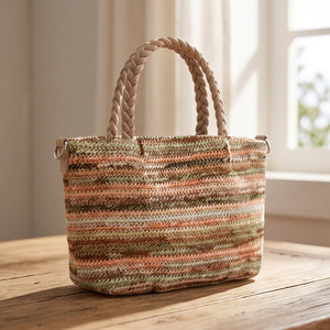 Morrena - Borsa bauletto spalla paglia effetto raffia sintetica intrecciata tracolla