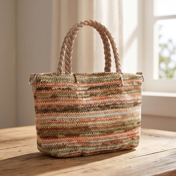 Morrena - Borsa bauletto spalla paglia effetto raffia sintetica intrecciata tracolla