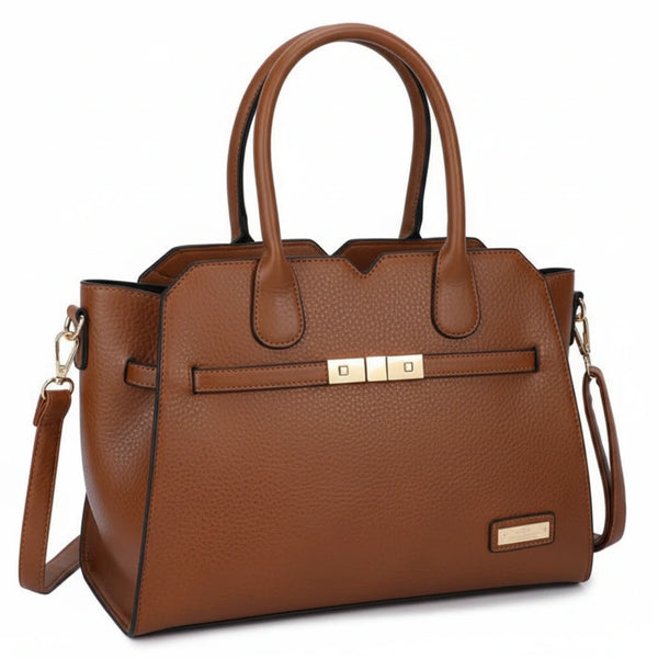 CHARRO - Borsa a bauletto trapezio semi rigida simil pelle con tracolla elegante casual