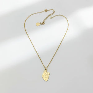 Girocollo collana Donna con cuore anatomico venature oro e argento - Acciaio Inox