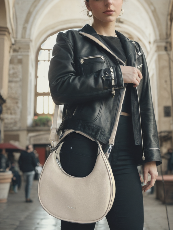 Borsa firmata YYcoveri mezzaluna mono manico capiente spalla tracolla