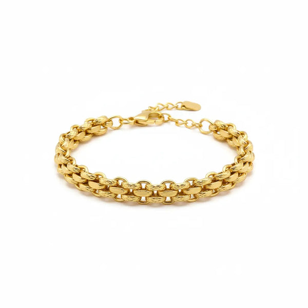 Collana Maya a Catena Intrecciata Finitura Oro Giallo - Design Spesso ed Elegante - placcatura in oro