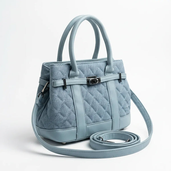 La Patta - Borsa bauletto jeans denim shopping Tracolla trapuntata
