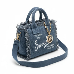 La Minerva - Borsa bauletto jeans denim