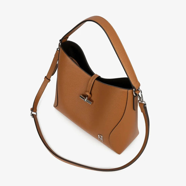 La Orbita - Borsa in Vera Pelle Italiana a sacco secchio rigida con pochette elegante sportiva