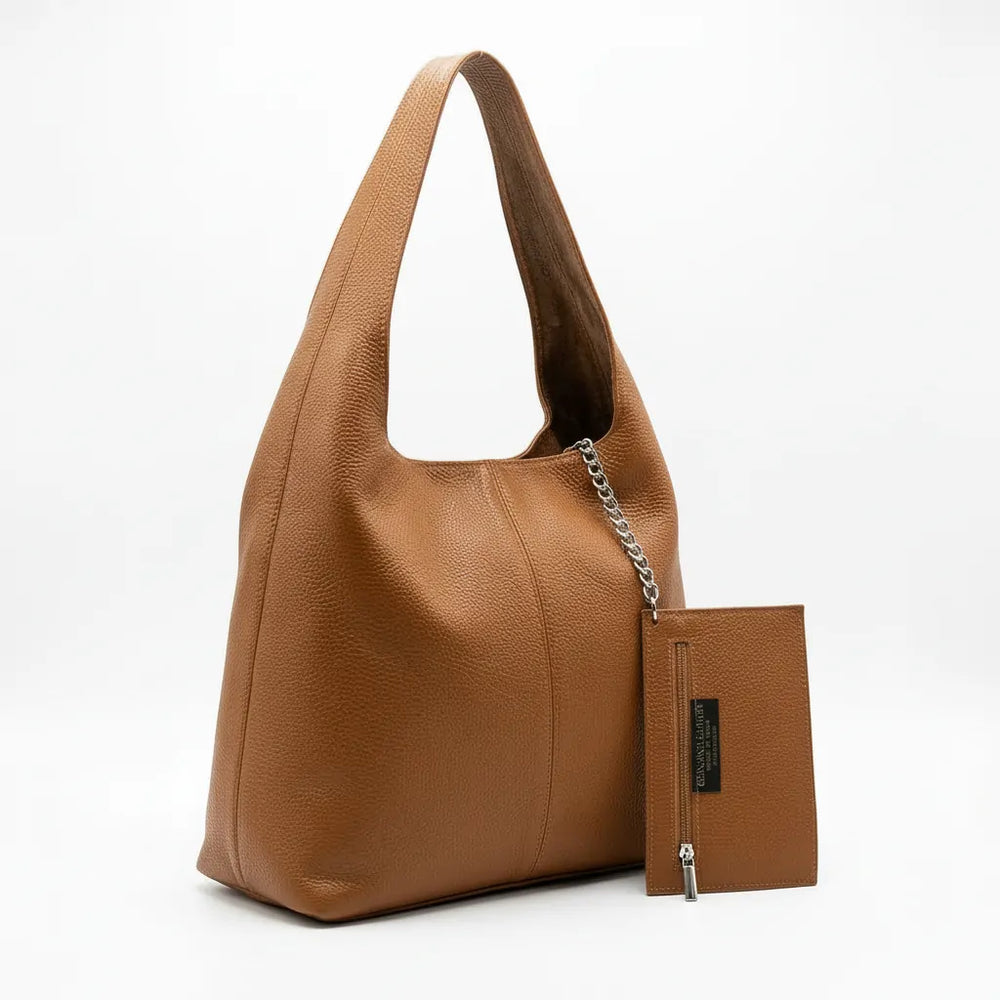 La Sacca - Borsa in Vera Pelle Italiana a sacco con pochette morbida firmata GYOIAMEA