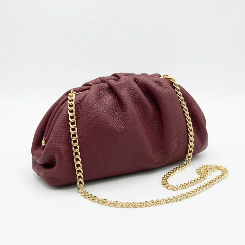 La Nuvola - Borsa in Vera Pelle Italiana a Arricciata firmata GYOIAMEA Pouch Bag Clutch chiusura a scatto (Copia)