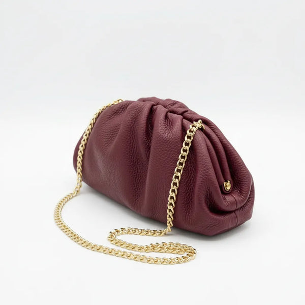 La Nuvola - Borsa in Vera Pelle Italiana a Arricciata firmata GYOIAMEA Pouch Bag Clutch chiusura a scatto (Copia)