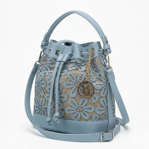La Petalo - Borsa firmata Gyoiamea a secchiello secchio Pizzo Macramè