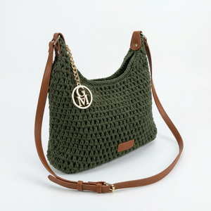 L'Albina- Borsa firmata Gyoiamea a Tracolla in Cotone Intrecciato all'Uncinetto