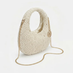 L'Allegra - Borsa firmata Gyoiamea a mezzaluna borsetta Pizzo Macramè