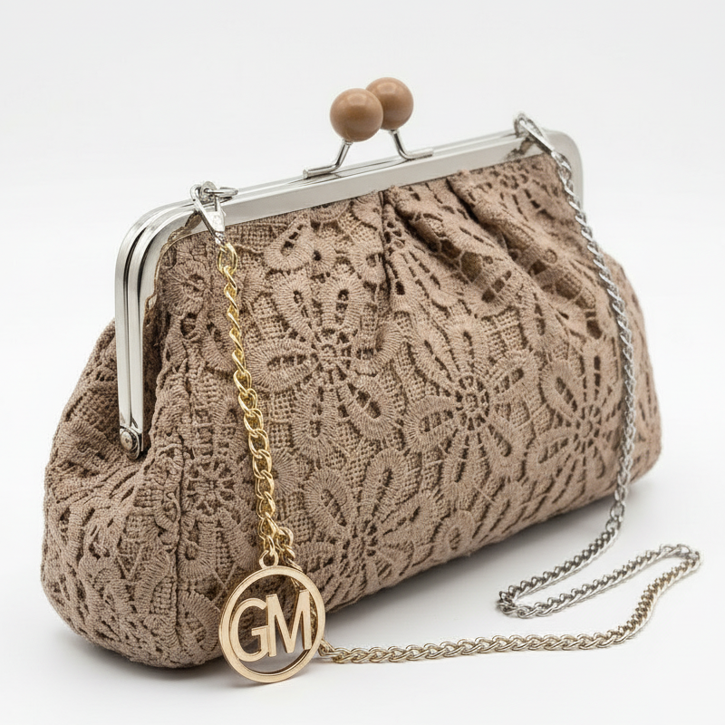 La Natasha - Borsa firmata Gyoiamea Pizzo Macramè clucht borsetta con catena