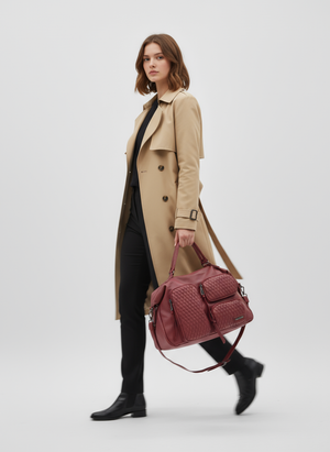 VALENTINI GINO - Borsa multitasche firmata giornaliera elegante 3 zip capiente bauletto trapuntata simil pelle