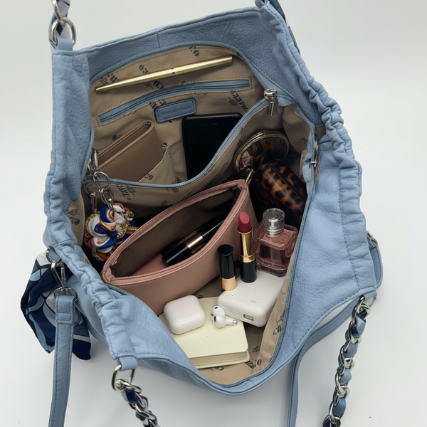 Borsa + omaggio foulard  firmata CHARRO donna spalla manici a catena e tracolla simil pelle