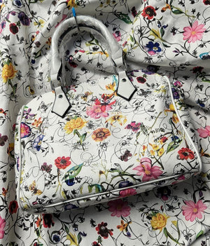 Borsa bauletto tote capiente spalla multicolore fantasia fiorata nuova simil pelle