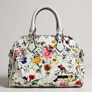 Borsa bauletto tote capiente spalla multicolore fantasia fiorata nuova simil pelle