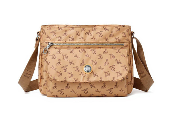 Borsa firmata Giulia Piarelli tasche con zip capiente e comoda a tracolla fantasia logo modello 02