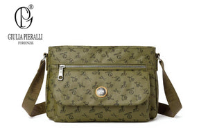 Borsa firmata Giulia Piarelli tasche con zip capiente e comoda a tracolla fantasia logo modello 02