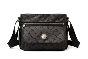 Borsa firmata Giulia Piarelli tasche con zip capiente e comoda a tracolla fantasia logo modello 02