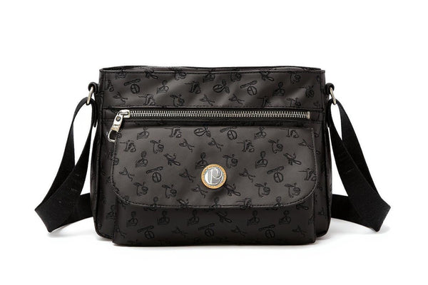 Borsa firmata Giulia Piarelli tasche con zip capiente e comoda a tracolla fantasia logo modello 02