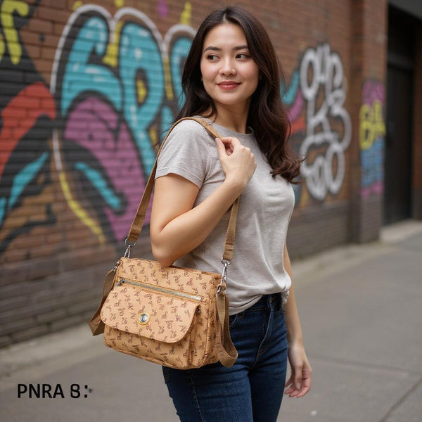 Borsa firmata Giulia Piarelli tasche con zip capiente e comoda a tracolla fantasia logo modello 02
