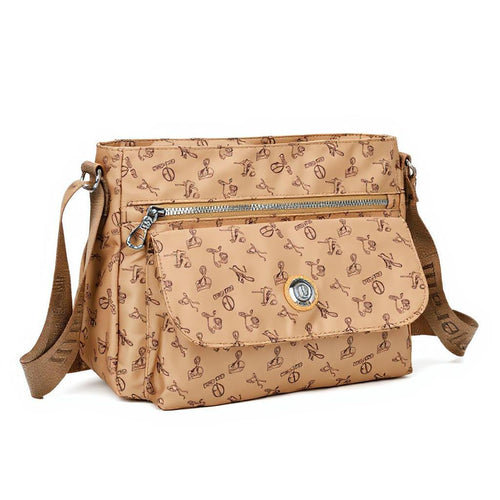 Borsa firmata Giulia Piarelli tasche con zip capiente e comoda a tracolla fantasia logo modello 02