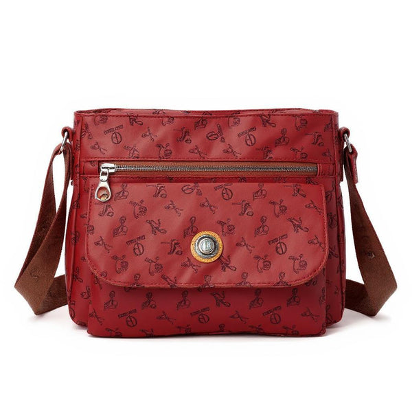 Borsa firmata Giulia Piarelli tasche con zip capiente e comoda a tracolla fantasia logo modello 02