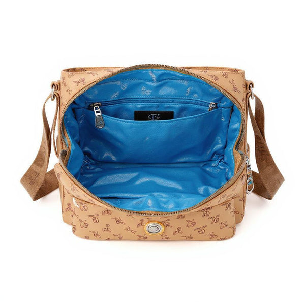 Borsa firmata Giulia Piarelli tasche con zip capiente e comoda a tracolla fantasia logo modello 02