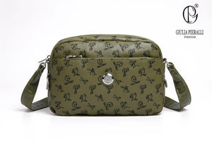 Borsa firmata Giulia Piarelli nylon logo tasche con zip capiente e comoda a tracolla fantasia logo modello 03